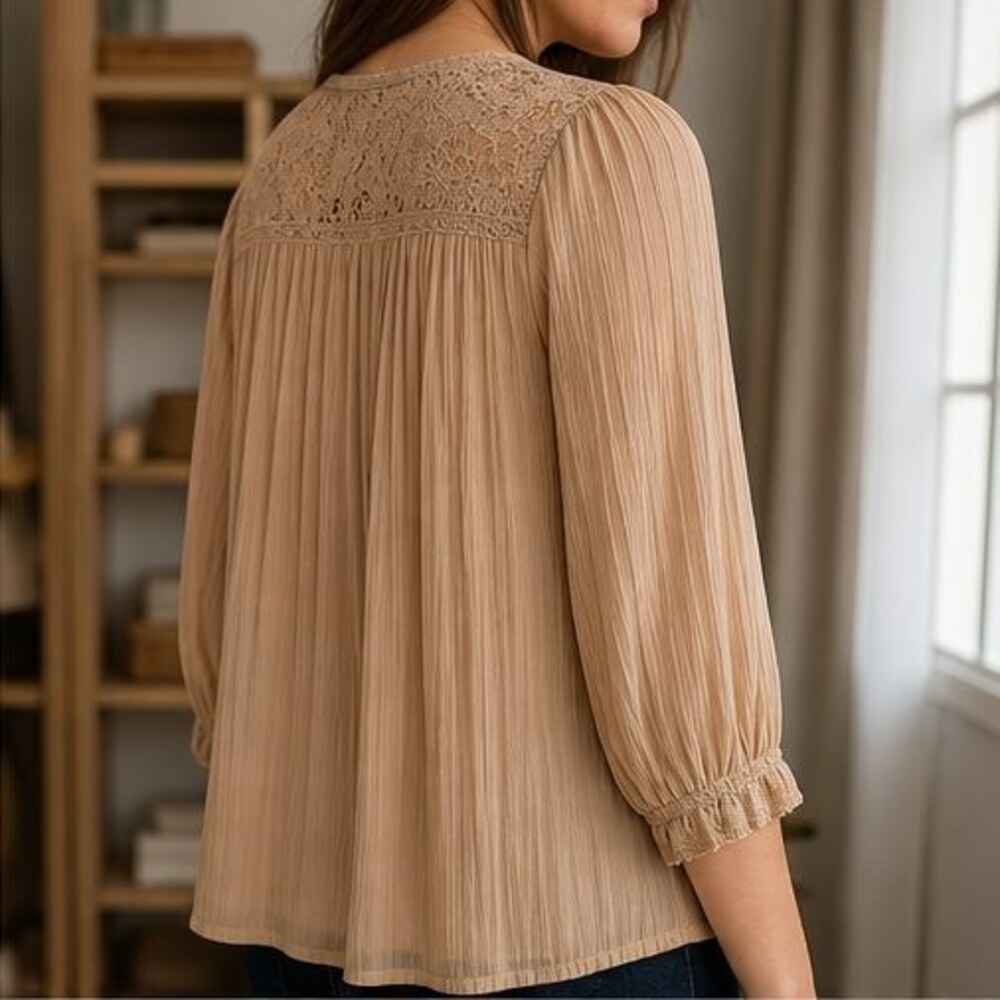 Rust Pleated Blouse - Picture 3 of 6